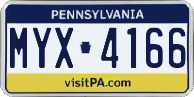 PA license plate MYX4166