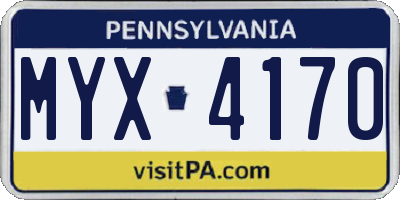 PA license plate MYX4170