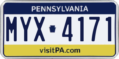 PA license plate MYX4171