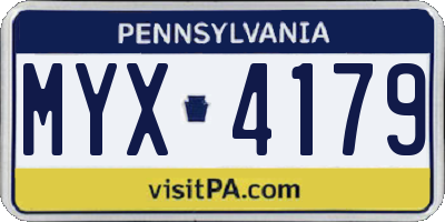 PA license plate MYX4179