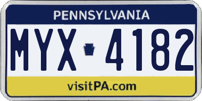 PA license plate MYX4182