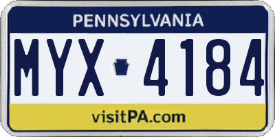 PA license plate MYX4184