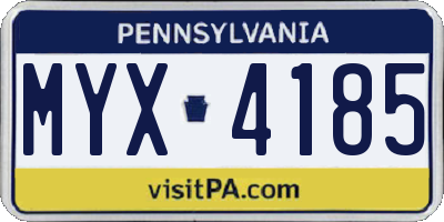 PA license plate MYX4185