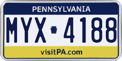 PA license plate MYX4188