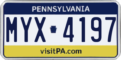 PA license plate MYX4197