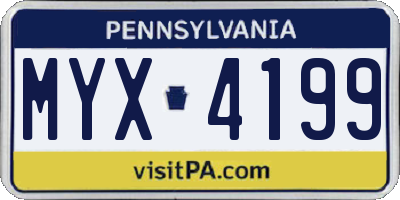PA license plate MYX4199