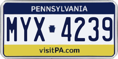 PA license plate MYX4239