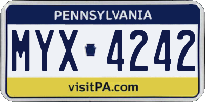 PA license plate MYX4242