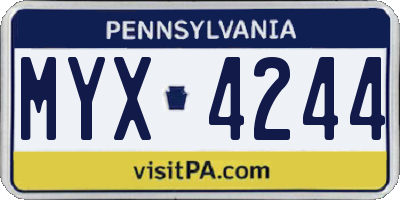 PA license plate MYX4244
