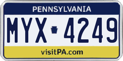PA license plate MYX4249