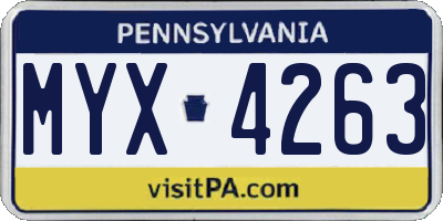 PA license plate MYX4263