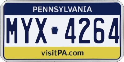 PA license plate MYX4264