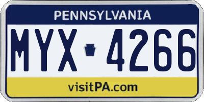 PA license plate MYX4266