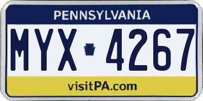 PA license plate MYX4267