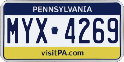 PA license plate MYX4269