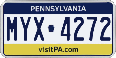 PA license plate MYX4272