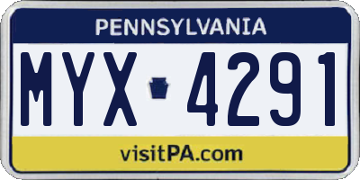 PA license plate MYX4291