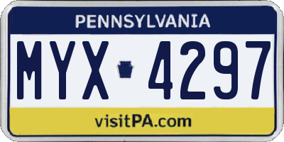 PA license plate MYX4297