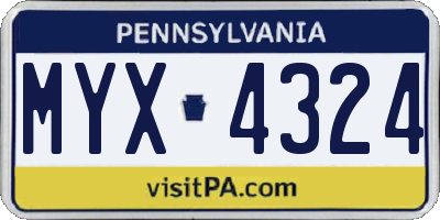 PA license plate MYX4324