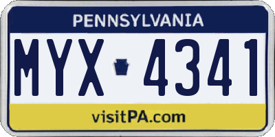 PA license plate MYX4341
