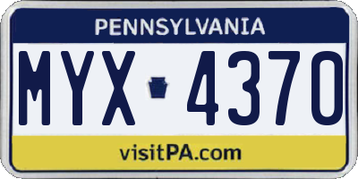 PA license plate MYX4370
