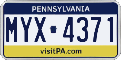 PA license plate MYX4371
