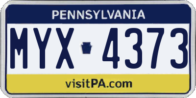 PA license plate MYX4373