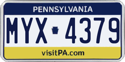 PA license plate MYX4379