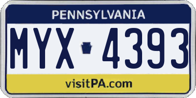 PA license plate MYX4393