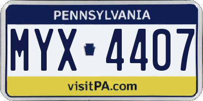 PA license plate MYX4407