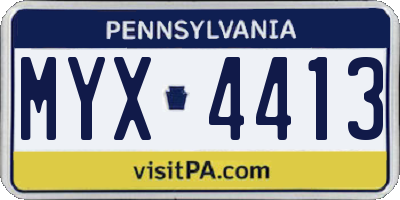 PA license plate MYX4413