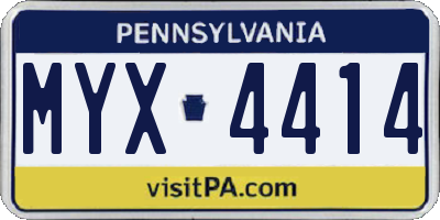 PA license plate MYX4414
