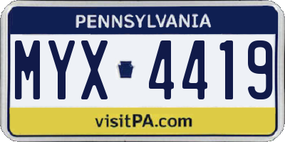 PA license plate MYX4419