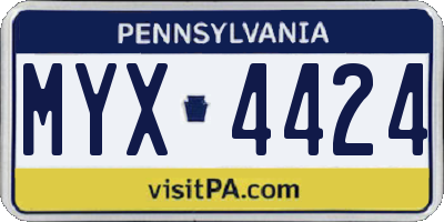 PA license plate MYX4424