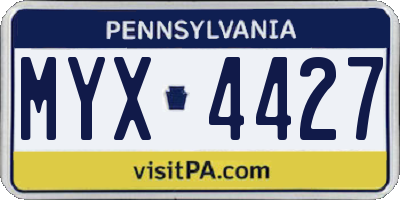 PA license plate MYX4427