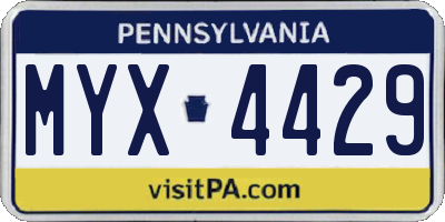 PA license plate MYX4429