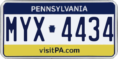 PA license plate MYX4434