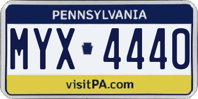 PA license plate MYX4440