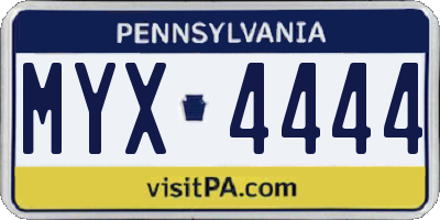 PA license plate MYX4444