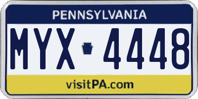 PA license plate MYX4448