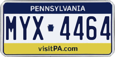 PA license plate MYX4464