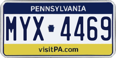 PA license plate MYX4469