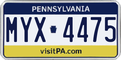 PA license plate MYX4475