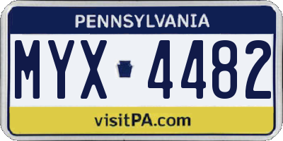 PA license plate MYX4482