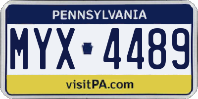 PA license plate MYX4489