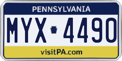 PA license plate MYX4490