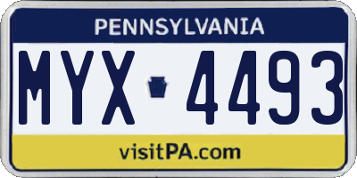 PA license plate MYX4493