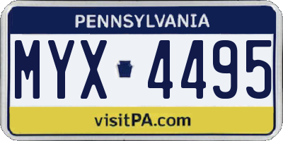 PA license plate MYX4495