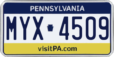 PA license plate MYX4509