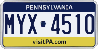PA license plate MYX4510